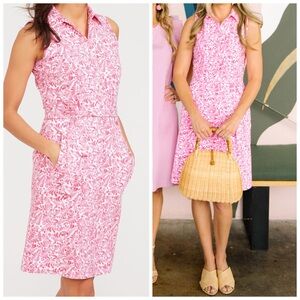 J. McLaughlin Pink Printed Catalina Cloth Sleeveless Mini Shirtdress Sz Small 22